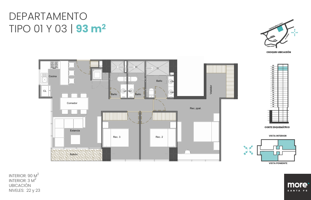 Departamento Tipo 01 y 03 en More Santa Fe