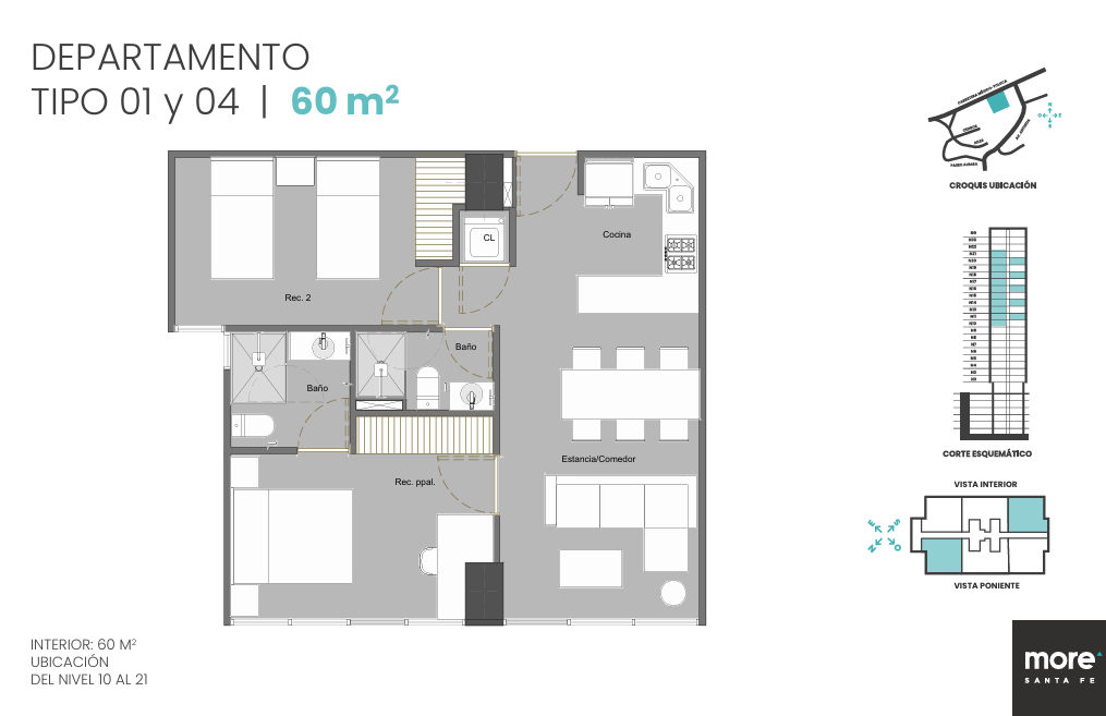 Departamento Tipo 01 y 04 en More Santa Fe