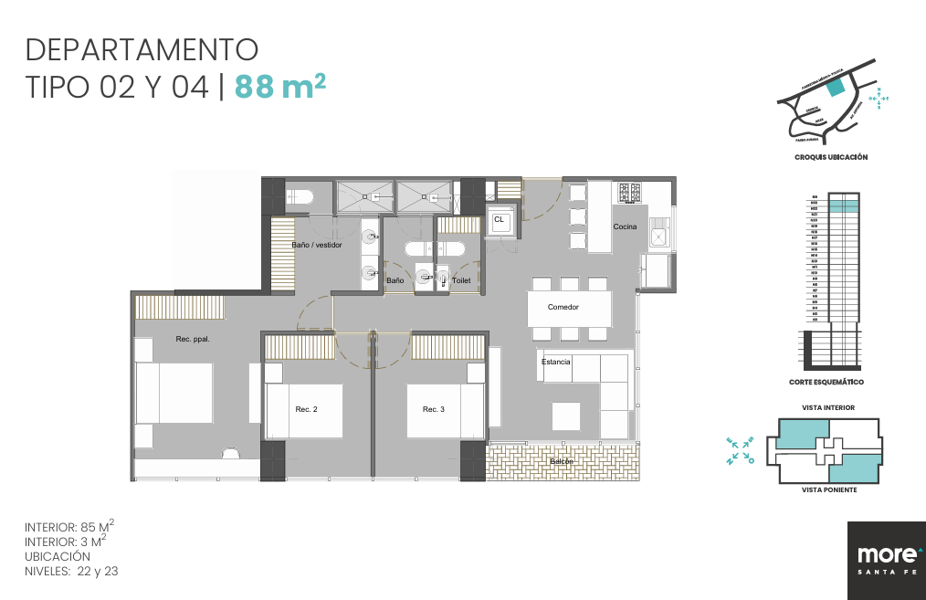 Departamento Tipo 02 y 04 en More Santa Fe